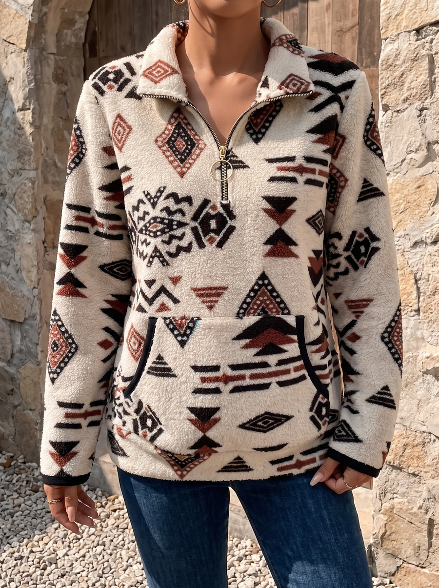 Wynora | Aztec Half-Zip Sherpa Pullover